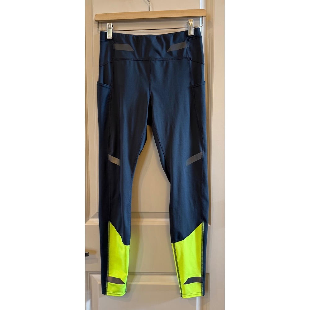 Brooks Women's Gray and Neon Yellow Reflective Running Leggings Size Small